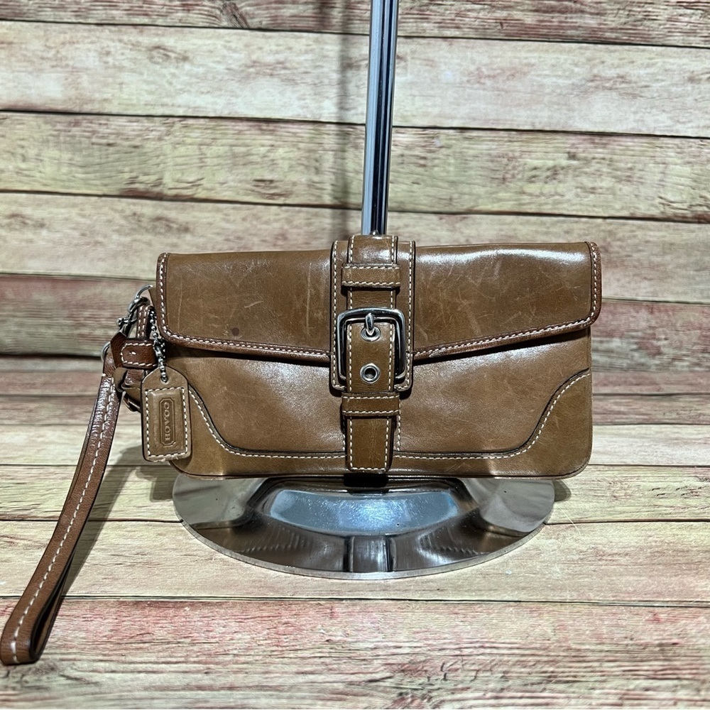 Coach Brown Leather Wristlet